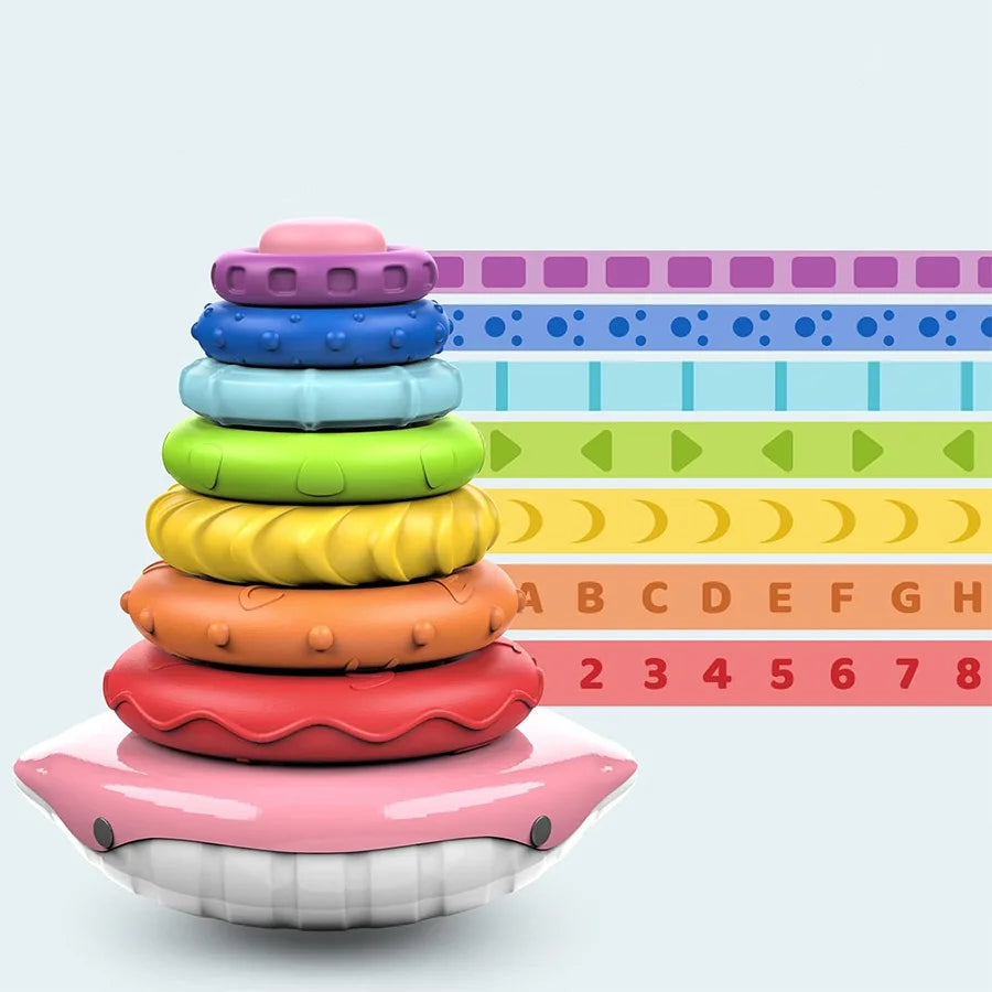 Montessori Rainbow Whale Bell Bath Baby Toy