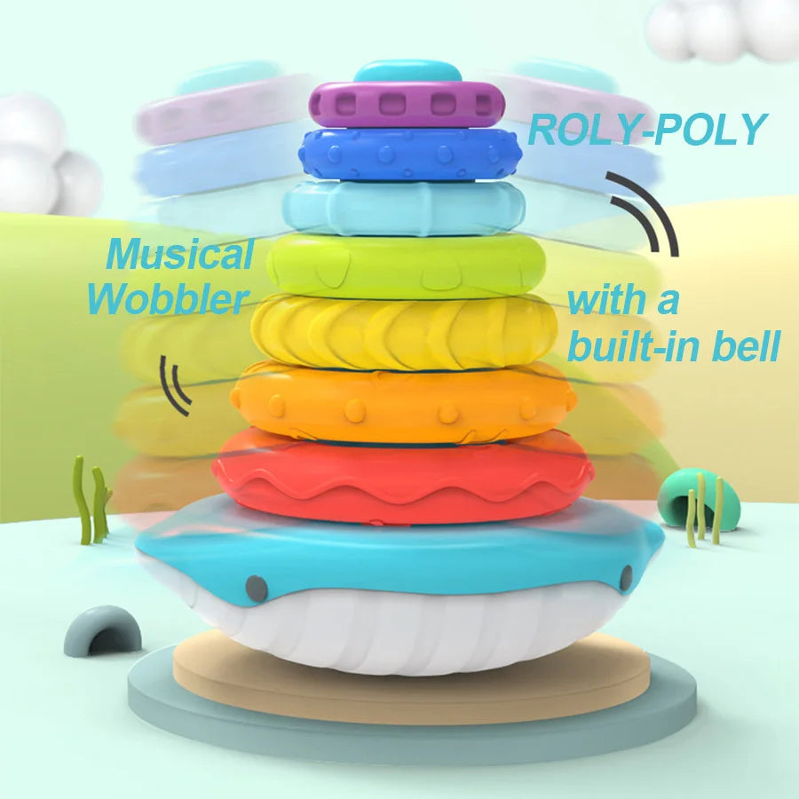 Montessori Rainbow Whale Bell Bath Baby Toy