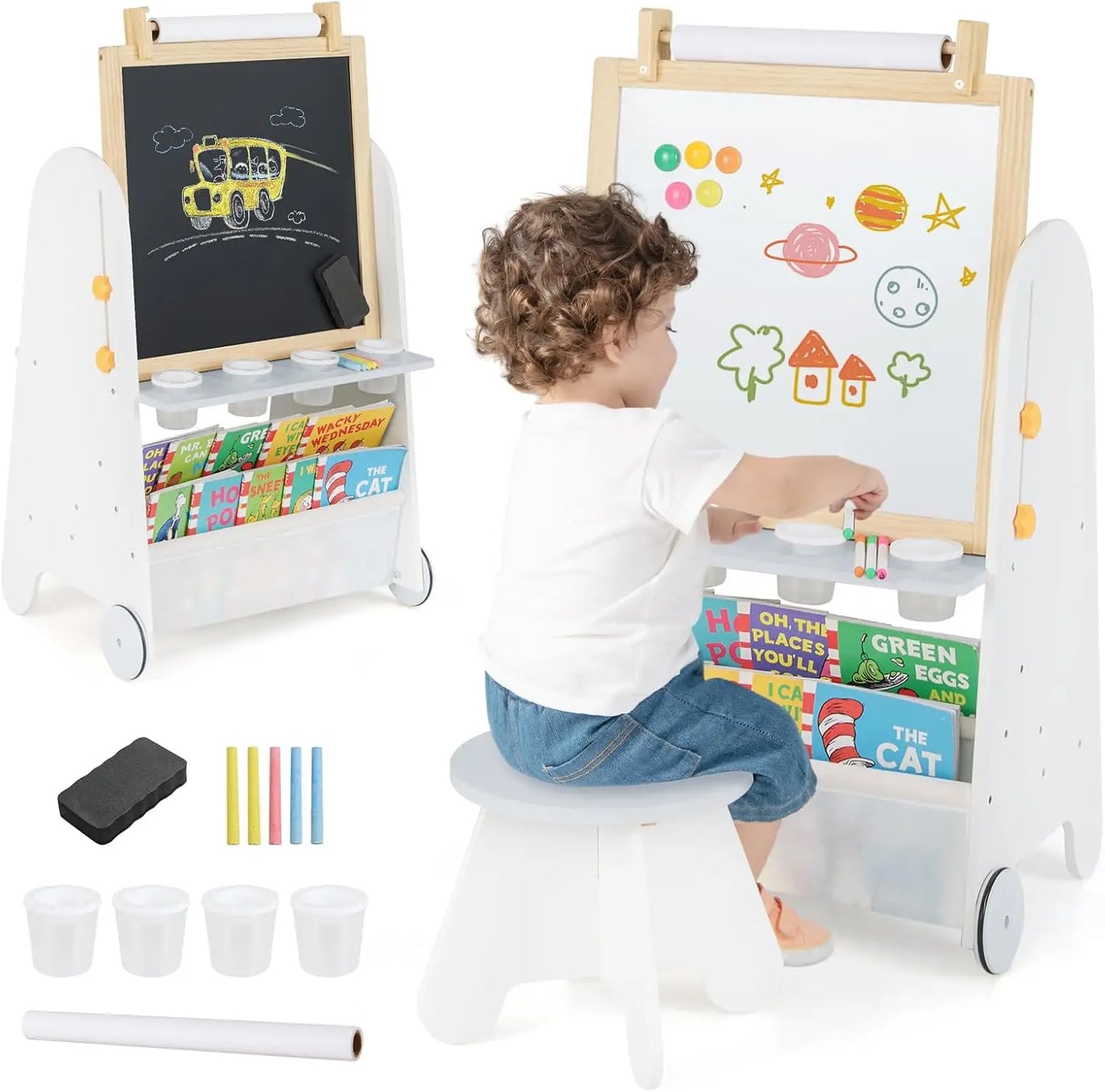 Kinder Staffelei mit Hocker – 4-in-1 Kreativset