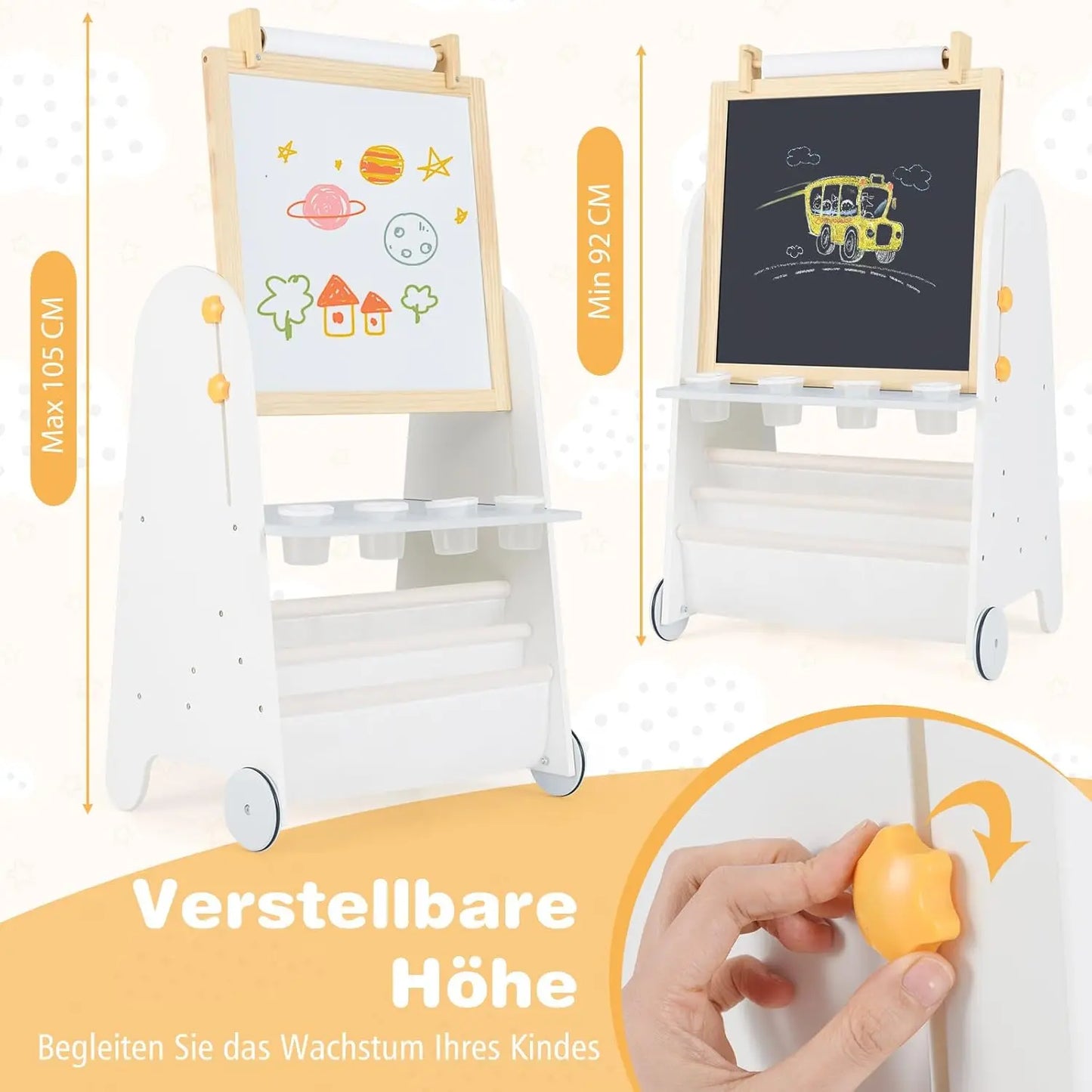 Kinder Staffelei mit Hocker – 4-in-1 Kreativset